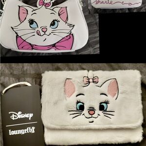Loungefly Disney Marie White and Pink Furry hand bag/cross body and Marie Wallet